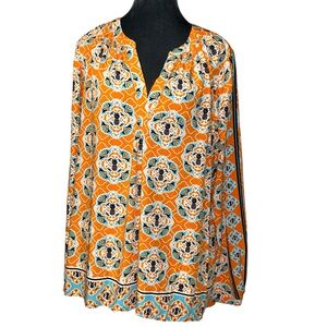 Crown & Ivy long sleeve pineapple print tunic light flowy comfortable